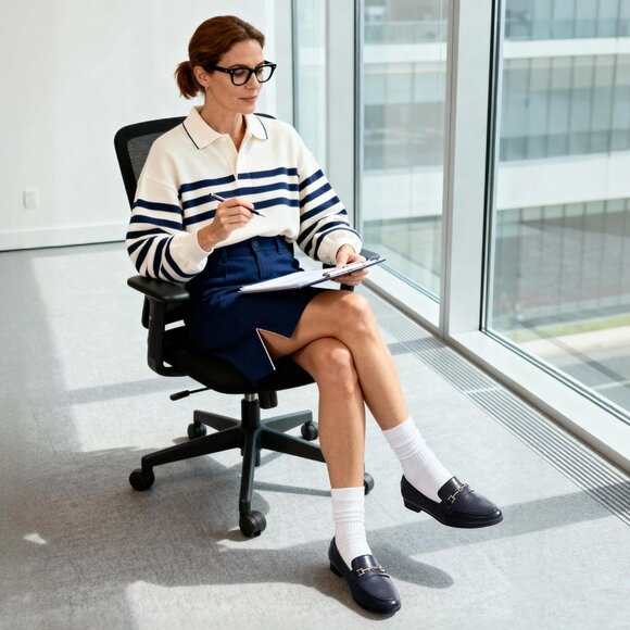 Dream Pairs Women's Navy-pu Faux Leather Comfortable Flats Penny Loafers - Picture 2 of 7